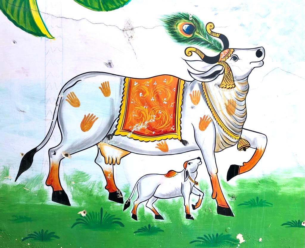 Inde Vache fresque Discovery Trains