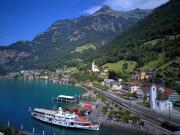 Gotthard Panorama - Train and boat in Switzerland