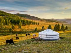 Coucher de soleil sur la vallée de la Mongolie
